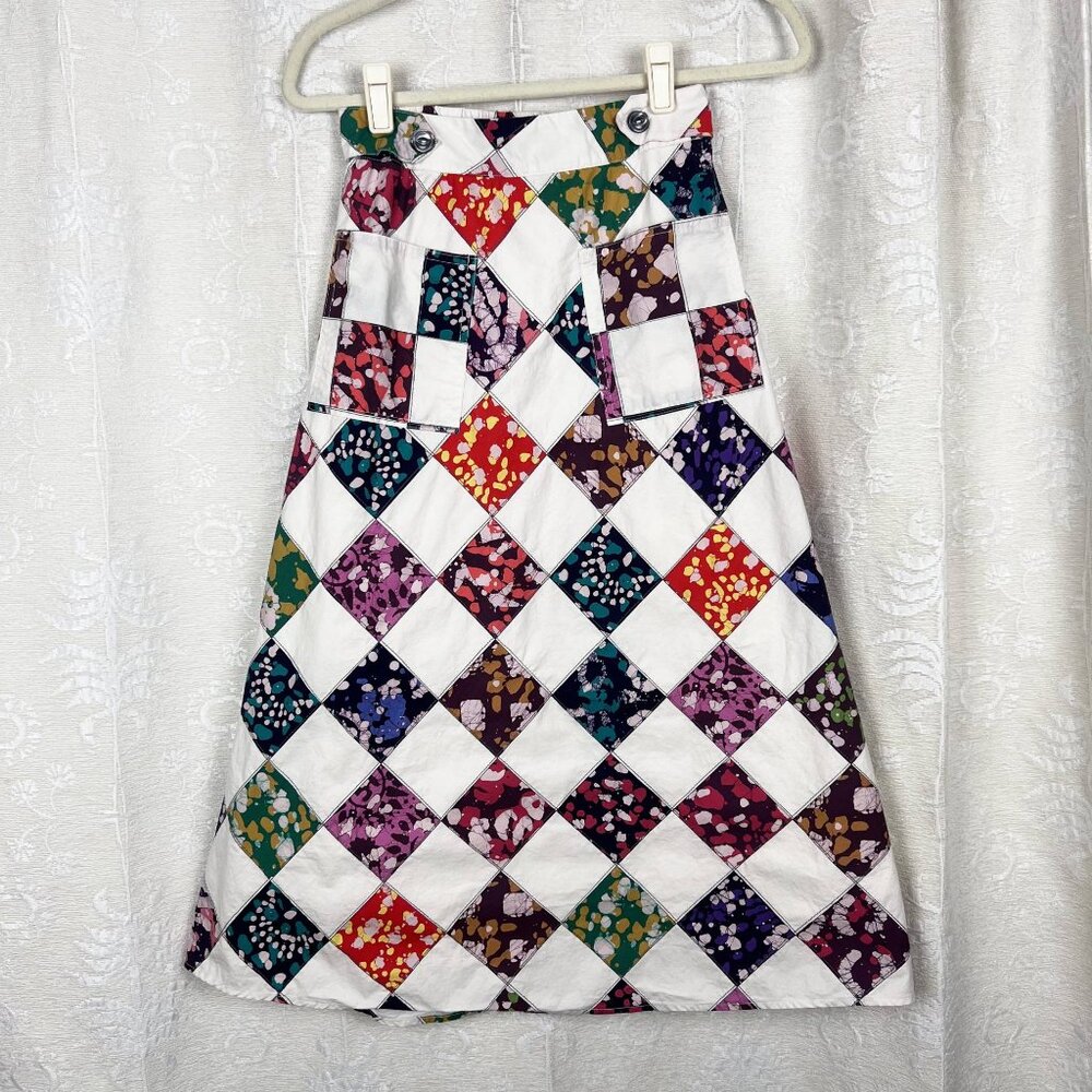 Anthropologie Tiny brand patchwork A-line midi sk… - image 2